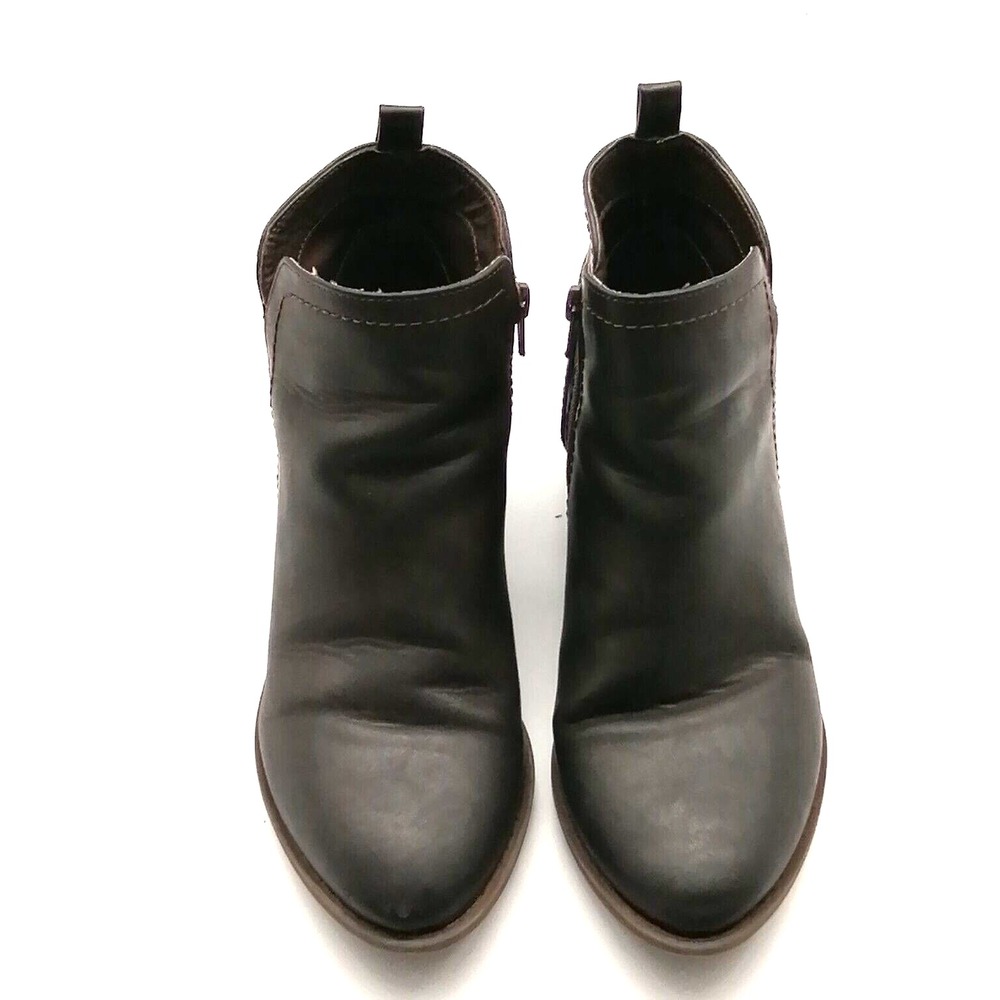 G by Guess Shoes Womens Brown 7.5 Leather Ankle Boot Biker Side Zip Pointed Toe‎